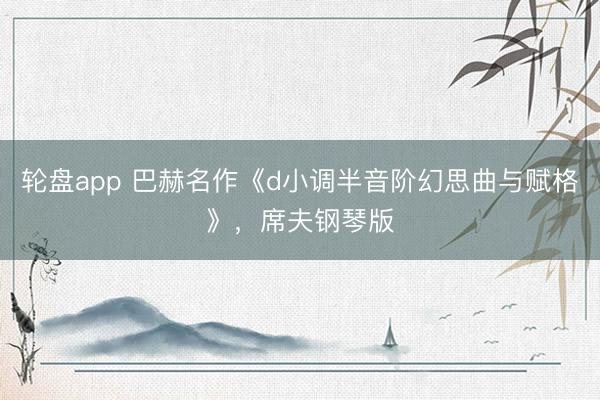 轮盘app 巴赫名作《d小调半音阶幻思曲与赋格》，席夫钢琴版
